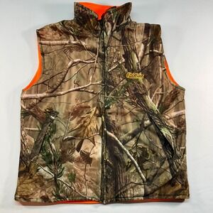 Fieldline Reversible Hunting Vest Mens Medium Realtree AP Camo Blaze Orange Zip